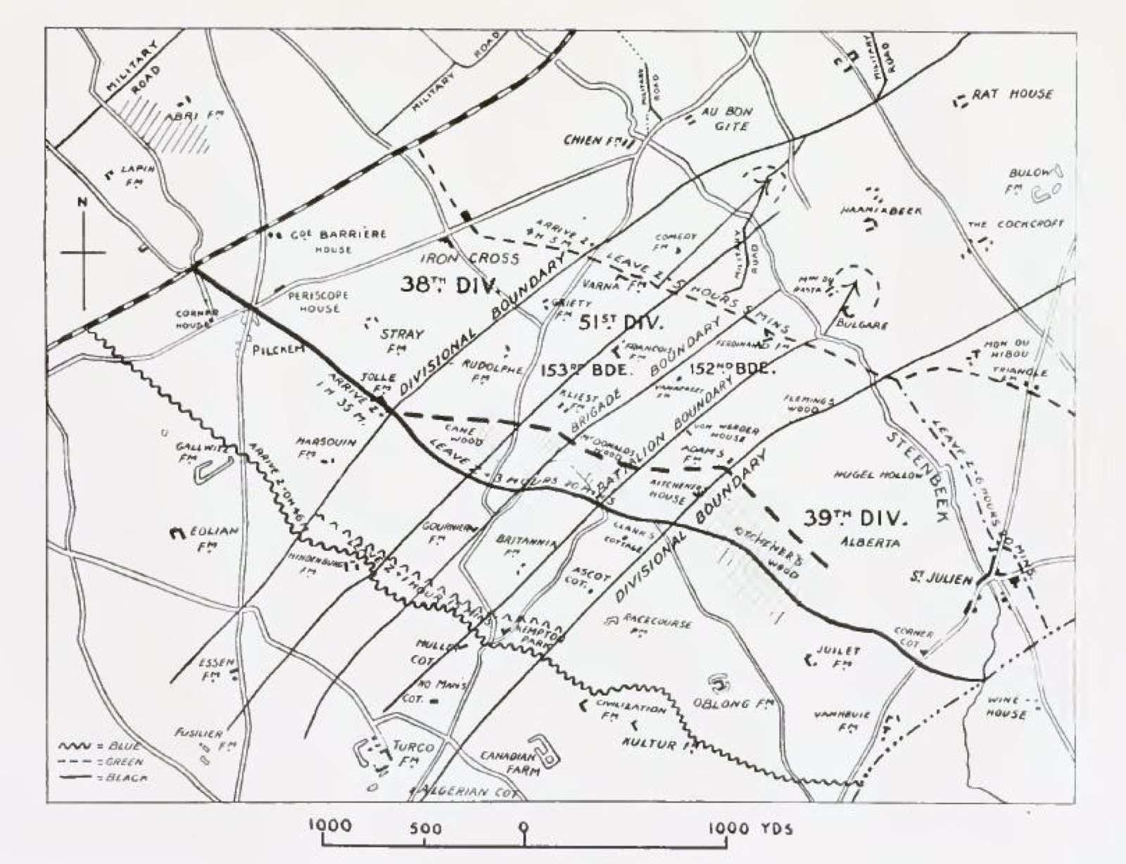 Map of the 51st Division at the Battle of Pilckem Ridge, 31 July 1917
